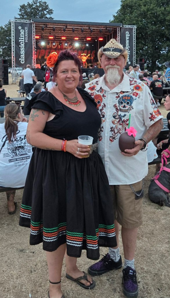 Nick and Jo of Bad Girls Should at a UK festival — alt attire, rockabilly style, and the crew behind the brand